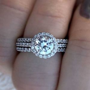 COPY - sz7 Diamond Engagement Ring STERLING SILVER #31 size 6,7,8,9,10